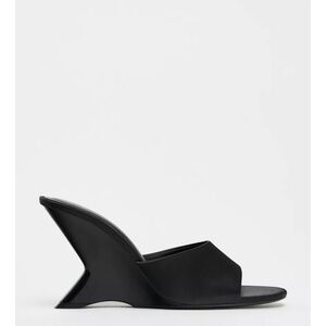 Zara Black Sculptural Heel Slide Sandals
